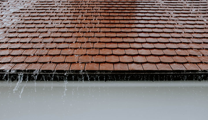 Rain running off roof
