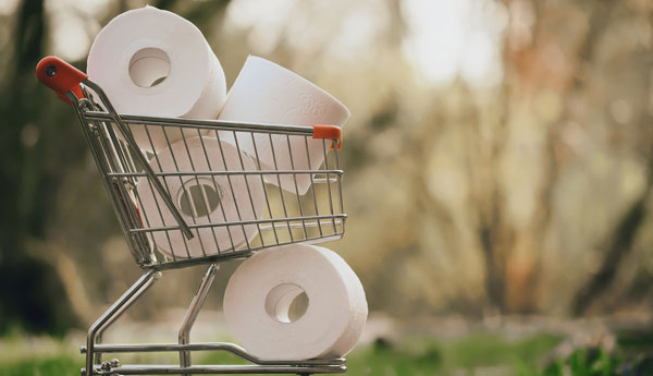 Shopping Cart Full of Toilet Paper