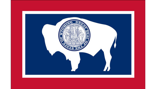 Wyoming Flag on White