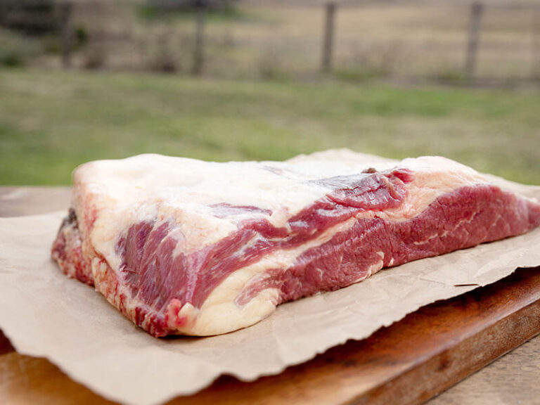 Beef brisket fat ready for rendering tallow at home