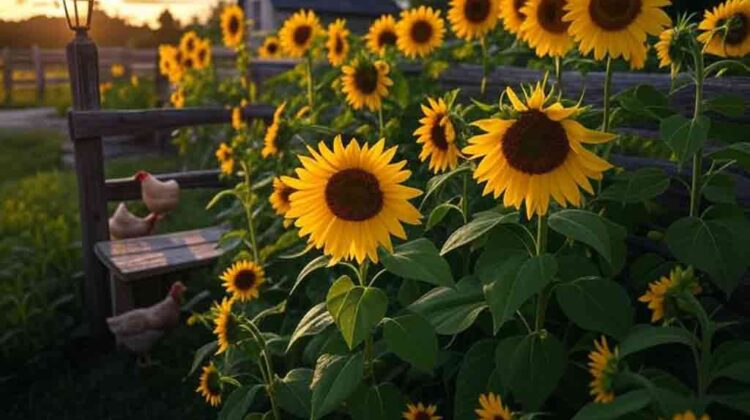 Vibrant sunflowers in homestead garden to grow sunflowers easily