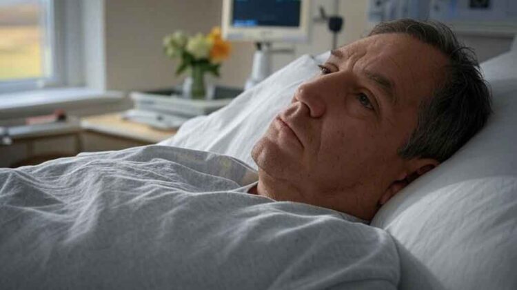 Patient in hospital bed emphasizing Hantavirus prevention for homesteaders.