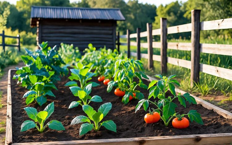 Homestead garden during fall harvest showcasing self-sufficiency and resilience for surviving government shutdown 2025