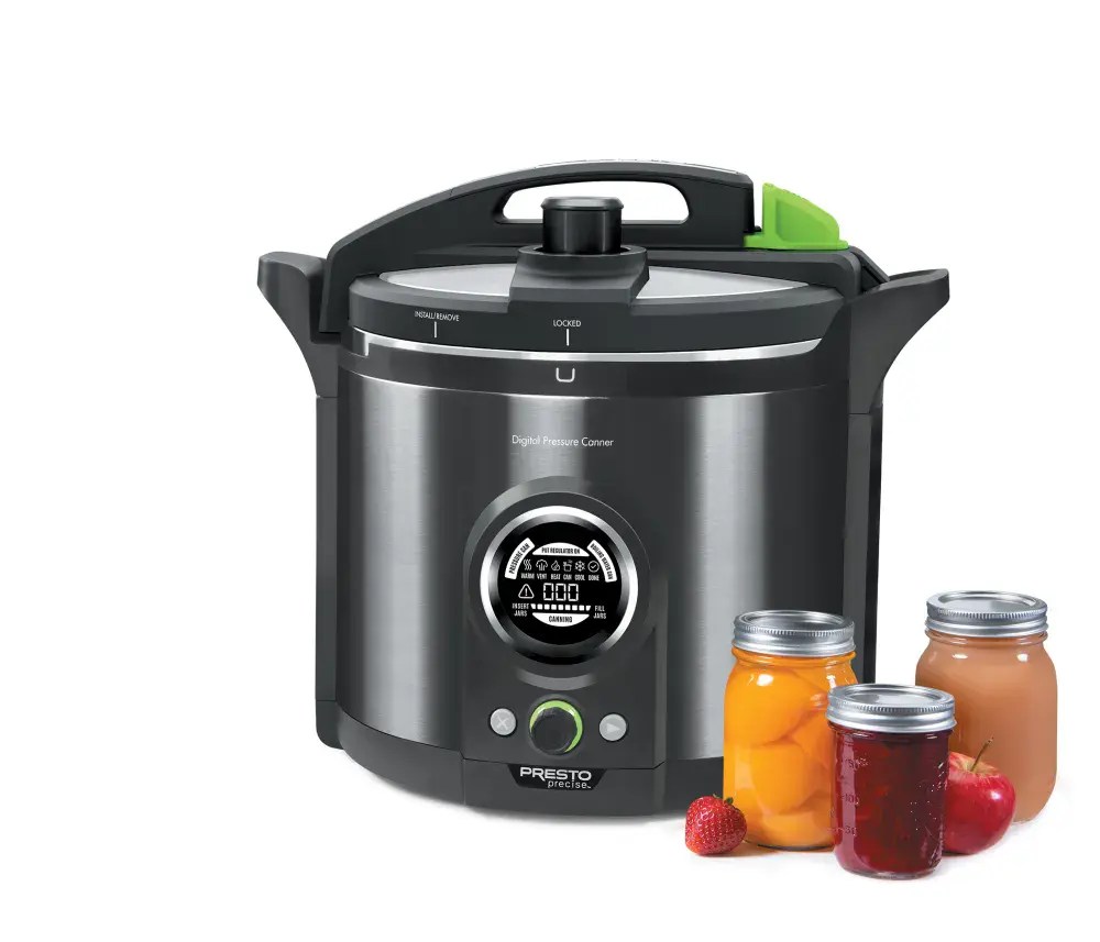 Presto Precise 12-quart digital electric pressure canner meeting USDA home canning guidelines