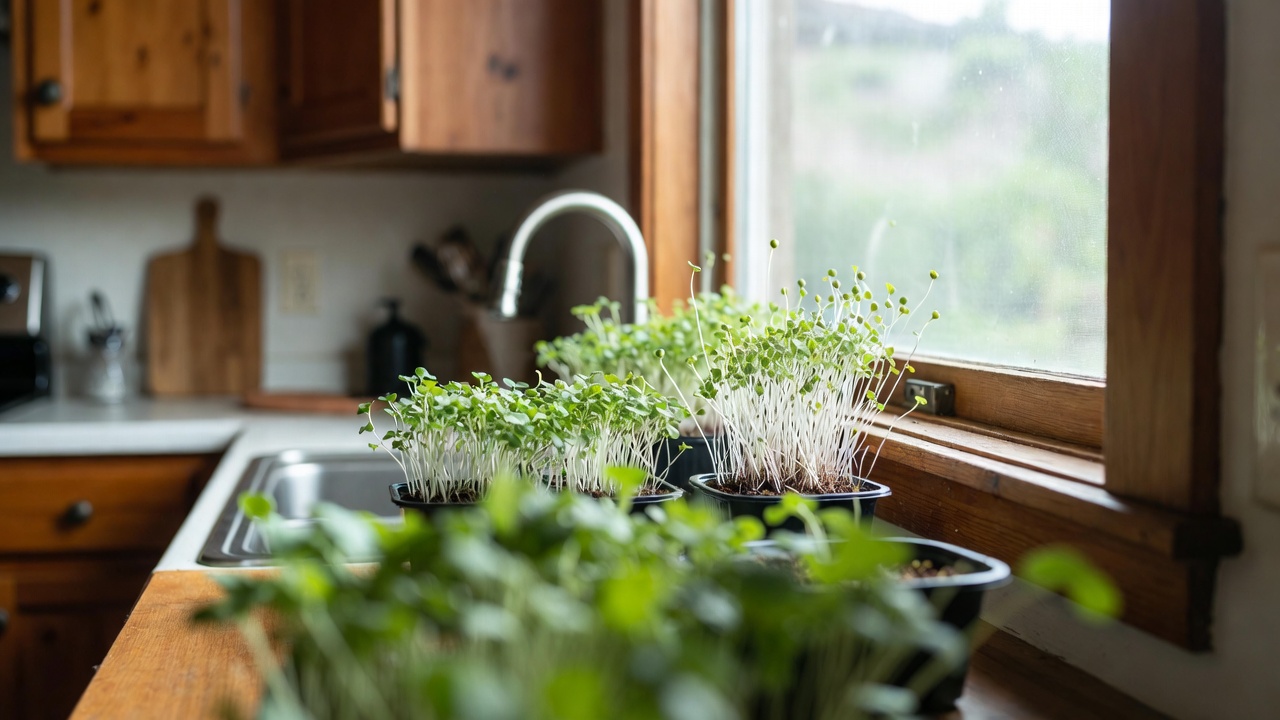 Kitchen micro greens - Current Homesteading Kitchen micro greens