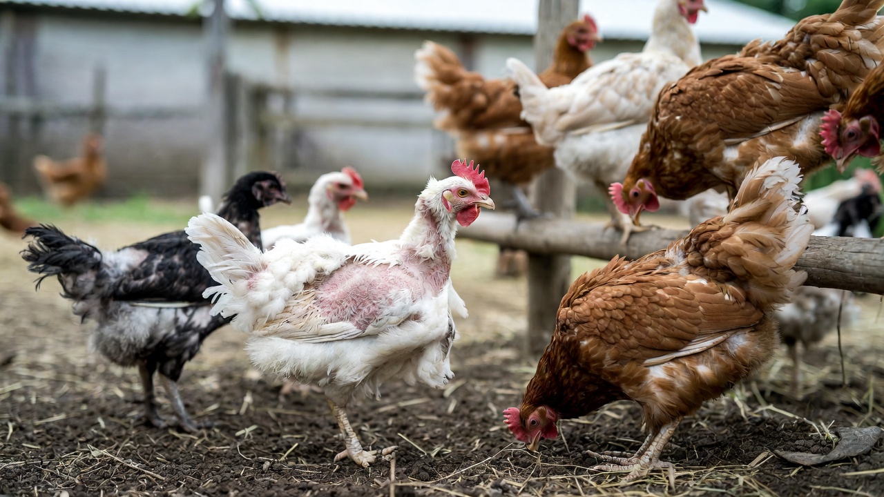 Chicken molting - Current Homesteading Hen with missing feathers during a molt